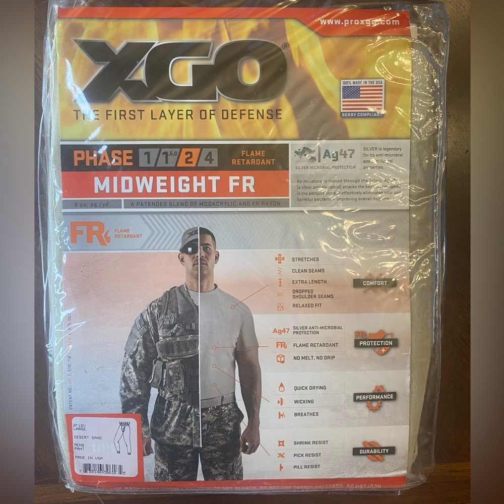 XGO phase 2 FR men’s pants, NWT, Desert Sand, Large